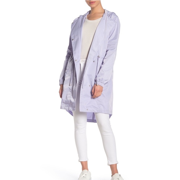 Avec Les Filles Jackets & Blazers - AVEC LES FILLES Purple Solid Hooded Long Anorak